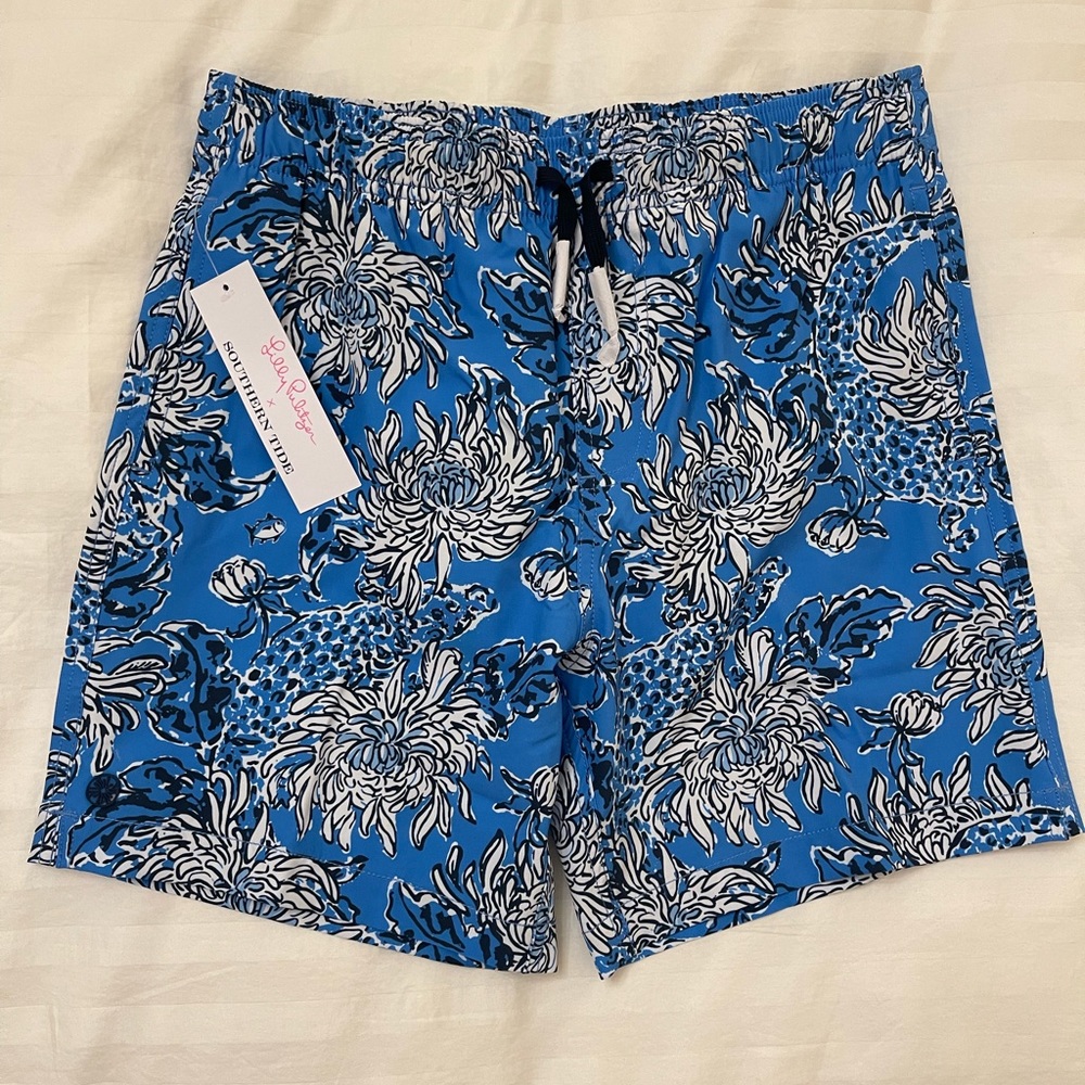 Southern Tide x Lilly Pulitzer Youth Croc and Lock It Swim Trunk Sz 12-14, BNWT